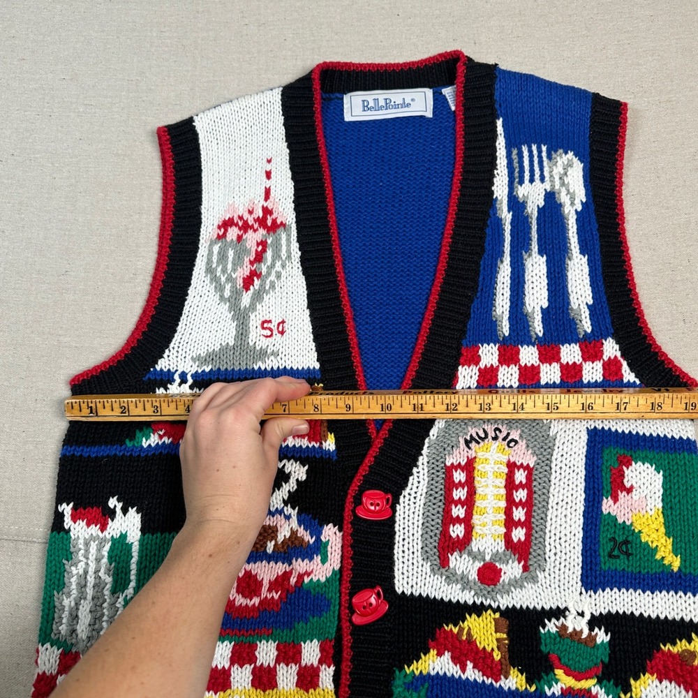 BellePointe Vintage 50s Diner Novelty Sweater Knit Vest  Medium Grandma Granny - Picture 4 of 6